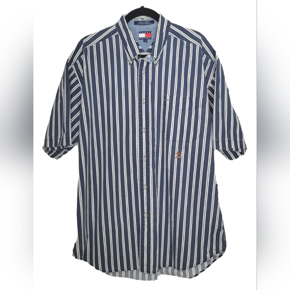 Vintage Tommy Hilfiger Striped Button Down Shirt Mens Size L